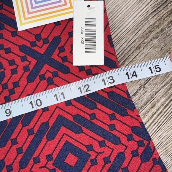 NWT LULAROE Julia Simply Comfortable Sz XXS Red/Navy Maxi Dress‎ Elbow Sleeve - Picture 7 of 11